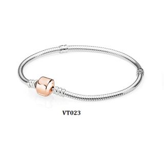 Sỉ vòng tay cơ bản mix charm chốt trụ màu rose gold giá sỉ