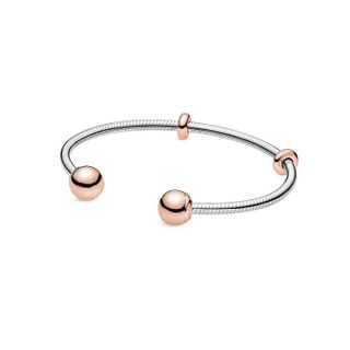 Sỉ vòng tay cơ bản mix charm kiềng chữ C chốt chặn màu rose gold