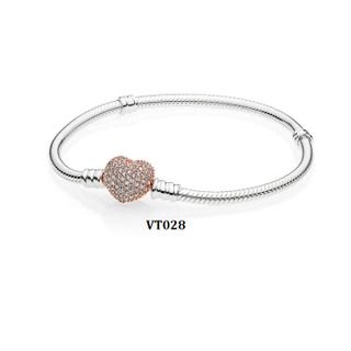 Sỉ vòng tay cơ bản mix charm CHỐT TIM ĐÁ VÀNG HỒNG VT028