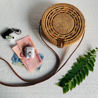 Túi mây tre đan viền thừng - 20cm túi cói XinhXinh