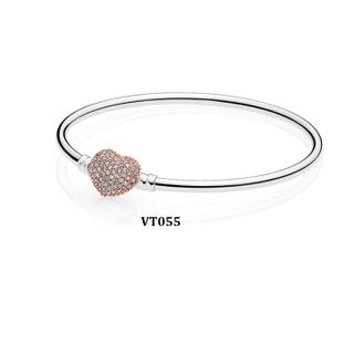 Sỉ vòng tay cơ bản mix charm TIM ĐÁ ROSE GOLD VT055