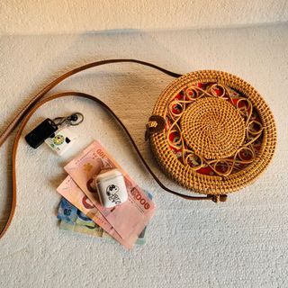 Túi mây tre đan uốn tròn- 20cm túi cói XinhXinh