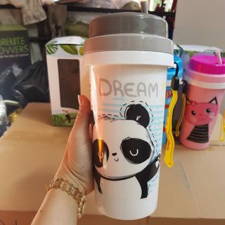 ly giữ nhiệt kèm ống hút và quai xách