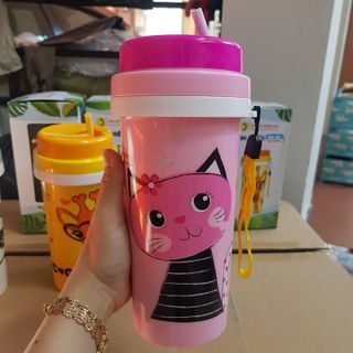 ly giữ nhiệt kèm ống hút và quai xách