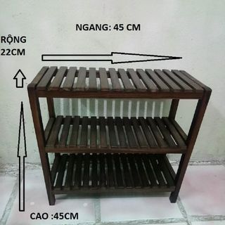 KỆ GỖ 3 TẦNG KIỂU HÀN,Ngang 45 cm, IKLV GỖ WENGE MÀU NÂU ĐEN