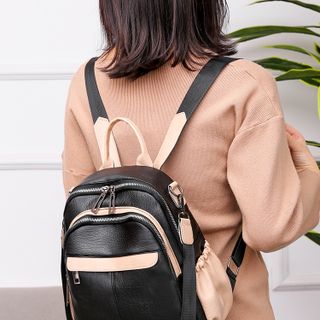 Balo thời trang Hàn Quốc chất da cao cấp khóa ngang có đeo chéo VIDEO