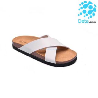 Dép đế trấu quai chéo nữ màu trắng