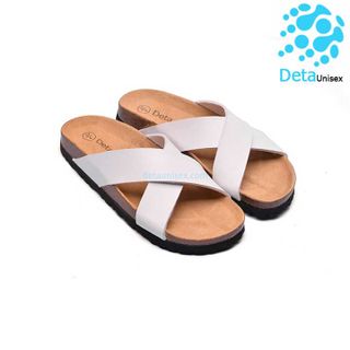 Dép đế trấu quai chéo nữ màu trắng