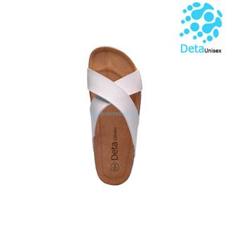 Dép đế trấu quai chéo nữ màu trắng