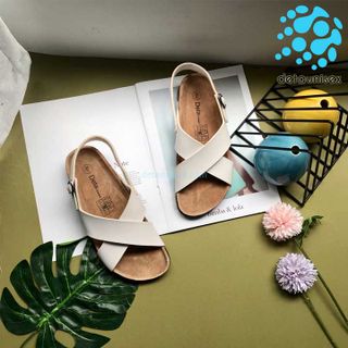 Giày đế trấu nữ quai chéo màu trắng