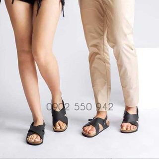 Giày đế trấu nữ quai chéo màu trắng