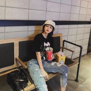 Áo phông nữ in hình Chuột và Thỏ thời trang