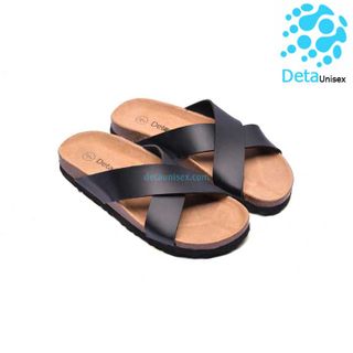 Dép đế trấu quai chéo nữ màu đen