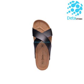 Dép đế trấu quai chéo nữ màu đen