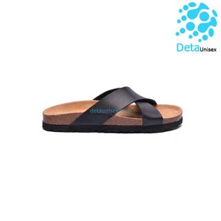 Dép đế trấu quai chéo nữ màu đen