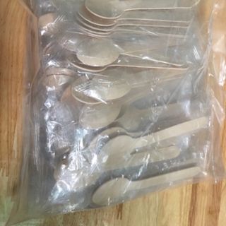 Muỗng gỗ bọc màng 160mm dùng 1 lần