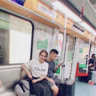 Áo phông nữ in chữ CE LINE thời trang