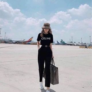 Áo phông nữ in chữ CE LINE thời trang