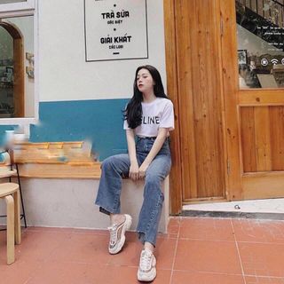 Áo phông nữ in chữ CE LINE thời trang