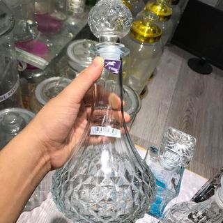 Chai thủy tinh chiết rượu pha lê tròn 750ml
