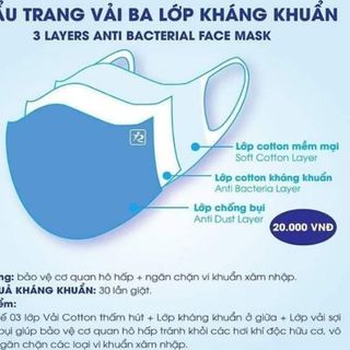KHẨU TRANG VẢI BA LỚP CHỐNG THẤM - KHÁNG KHUẨN