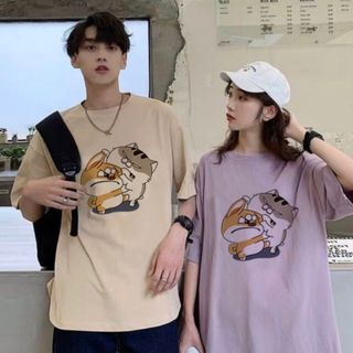 ÁO THUN NAM NỮ TAY LỬNG FREESIZE MÈO AMI