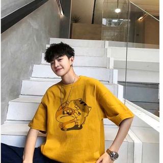 ÁO THUN NAM NỮ TAY LỬNG FREESIZE MÈO AMI