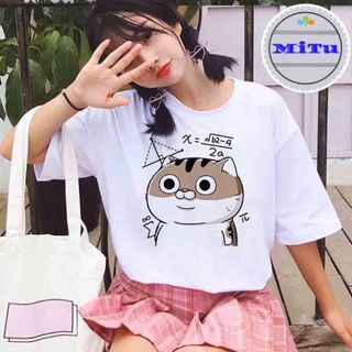 ÁO THUN NAM NỮ TAY LỬNG FREESIZE MÈO AMI