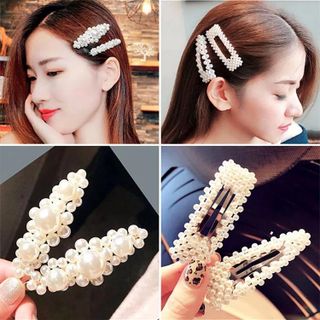 Bộ 4 Kẹp tóc mái đính ngọc trai