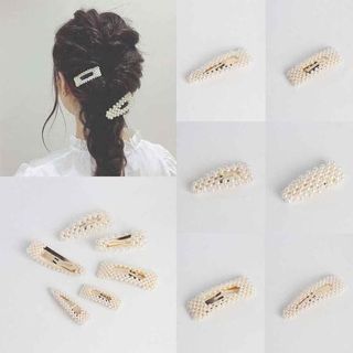 Bộ 4 Kẹp tóc mái đính ngọc trai