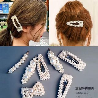 Bộ 4 Kẹp tóc mái đính ngọc trai