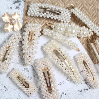 Bộ 4 Kẹp tóc mái đính ngọc trai