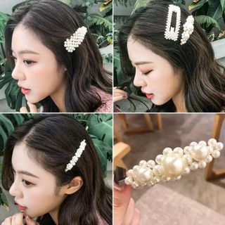 Bộ 4 Kẹp tóc mái đính ngọc trai
