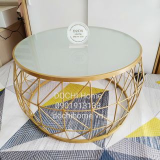 Bàn sofa cái trống DOCHI Home chân Vàng