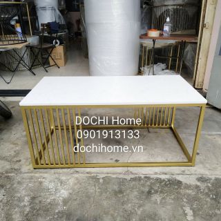 Bàn sofa hình chữ nhật sọc DOCHI Home mặt đá