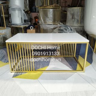 Bàn sofa hình chữ nhật sọc DOCHI Home mặt đá