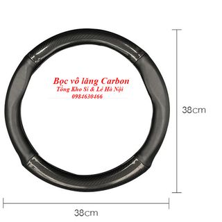 Bọc vô lăng da vân Cacbon gắn logo hãng