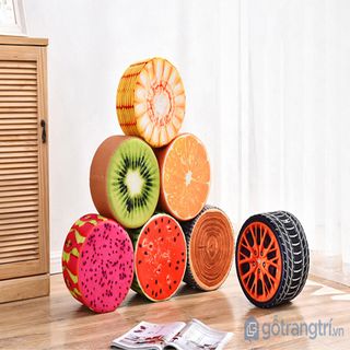 ẢNH THẬT Ghế Đôn Hoa Quả Tròn Khung Gỗ Chắc Chắn- Ghế đônghế đôn trònghế đôn hoa quả