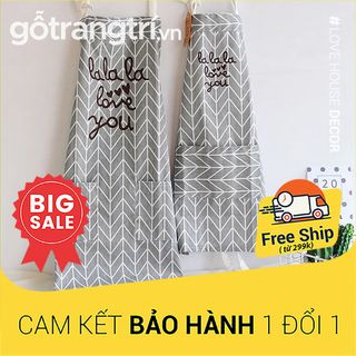 Tạp dề nấu ăn vải cotton họa tiết xương cá đáng yêu