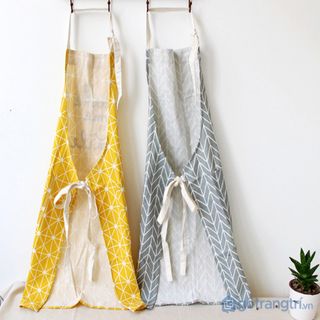 Tạp dề nấu ăn vải cotton họa tiết xương cá đáng yêu