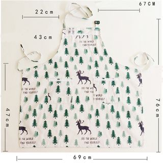Tạp dề nấu ăn vải cotton họa tiết xương cá đáng yêu