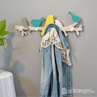 Móc treo đồ gia đình bằng gỗ tiện dụng kích thước 48x14cm