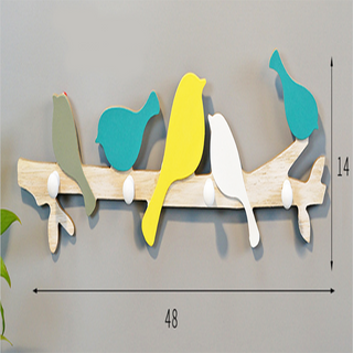 Móc treo đồ gia đình bằng gỗ tiện dụng kích thước 48x14cm