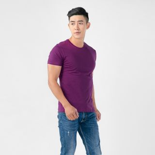 Áo thun nam Gold Rhino cổ tròn màu tím - MC17