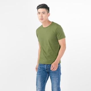 Áo thun nam Gold Rhino cổ tròn màu xanh rêu - MC09