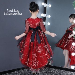 ĐẦM CÔNG CHÚA ĐÀO ĐỎ CÓ TAY