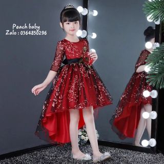 ĐẦM CÔNG CHÚA ĐÀO ĐỎ CÓ TAY