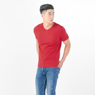 Áo thun nam Gold Rhino cổ tròn màu đỏ tươi - MC16