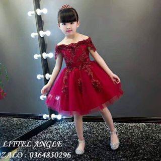 ĐẦM CÔNG CHÚA BÉ GÁI ĐỎ TRỄ VAI NGẮN