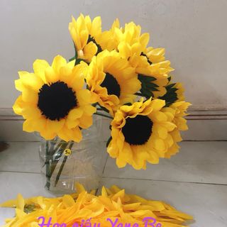 Đầu bông hoa Hướng Dương giấy nhún handmade